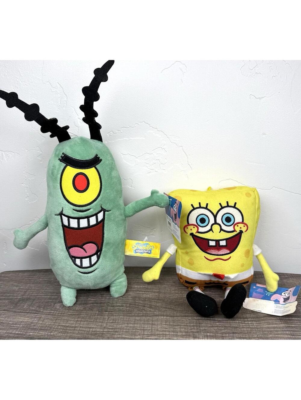 SpongeBob & Plankton Plush Set 8” Nickelodeon 2022 Stuffed Toy Lot
